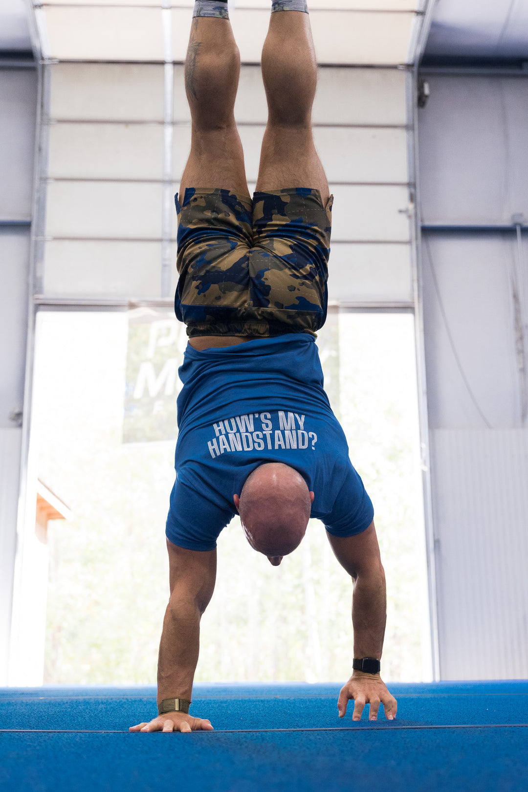 How's My Handstand Blue Unisex Tee