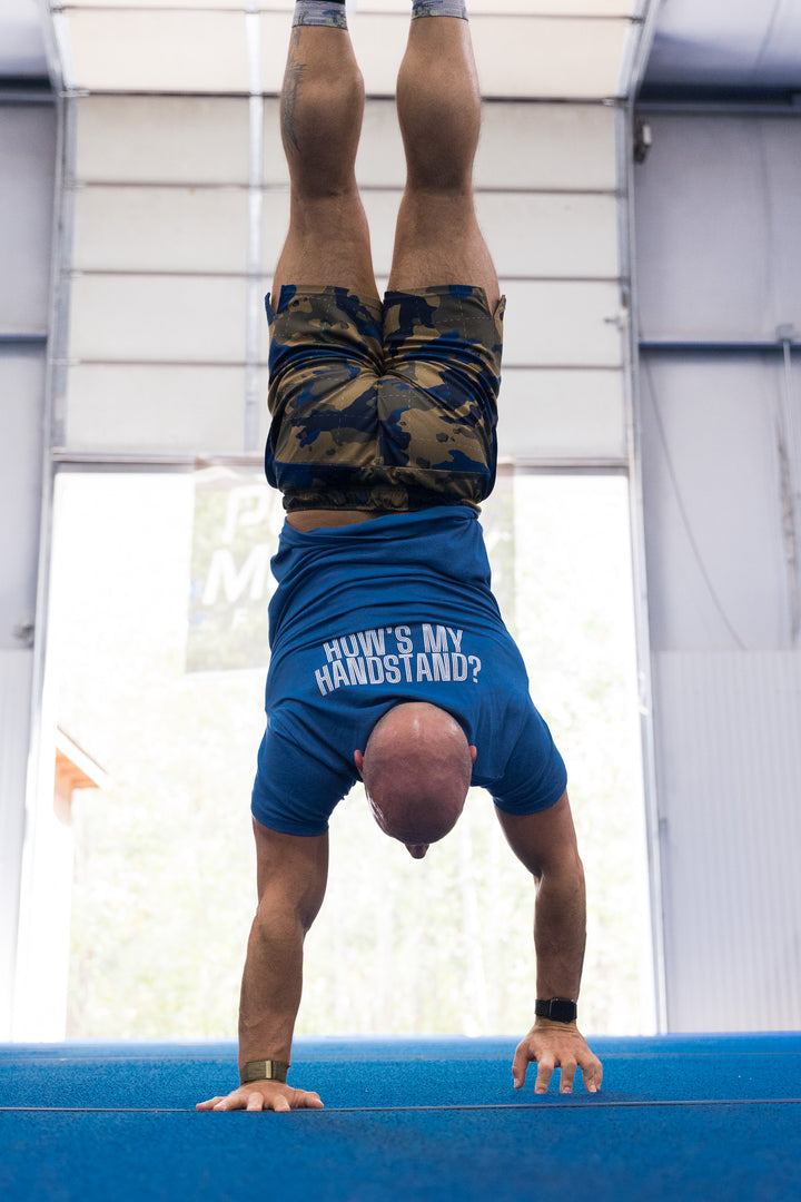How's My Handstand Blue Unisex Tee
